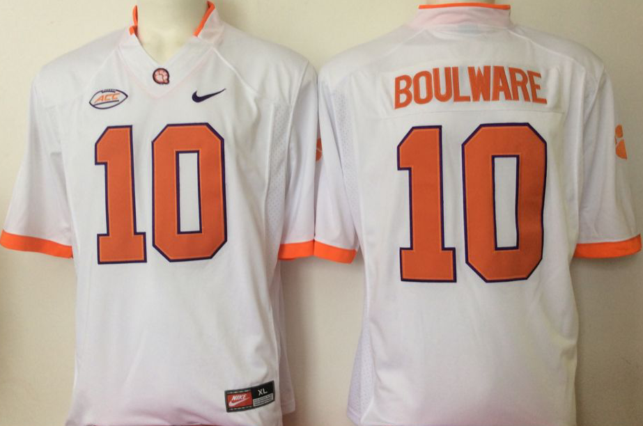 NCAA Men Clemson Tigers White 10 boulware